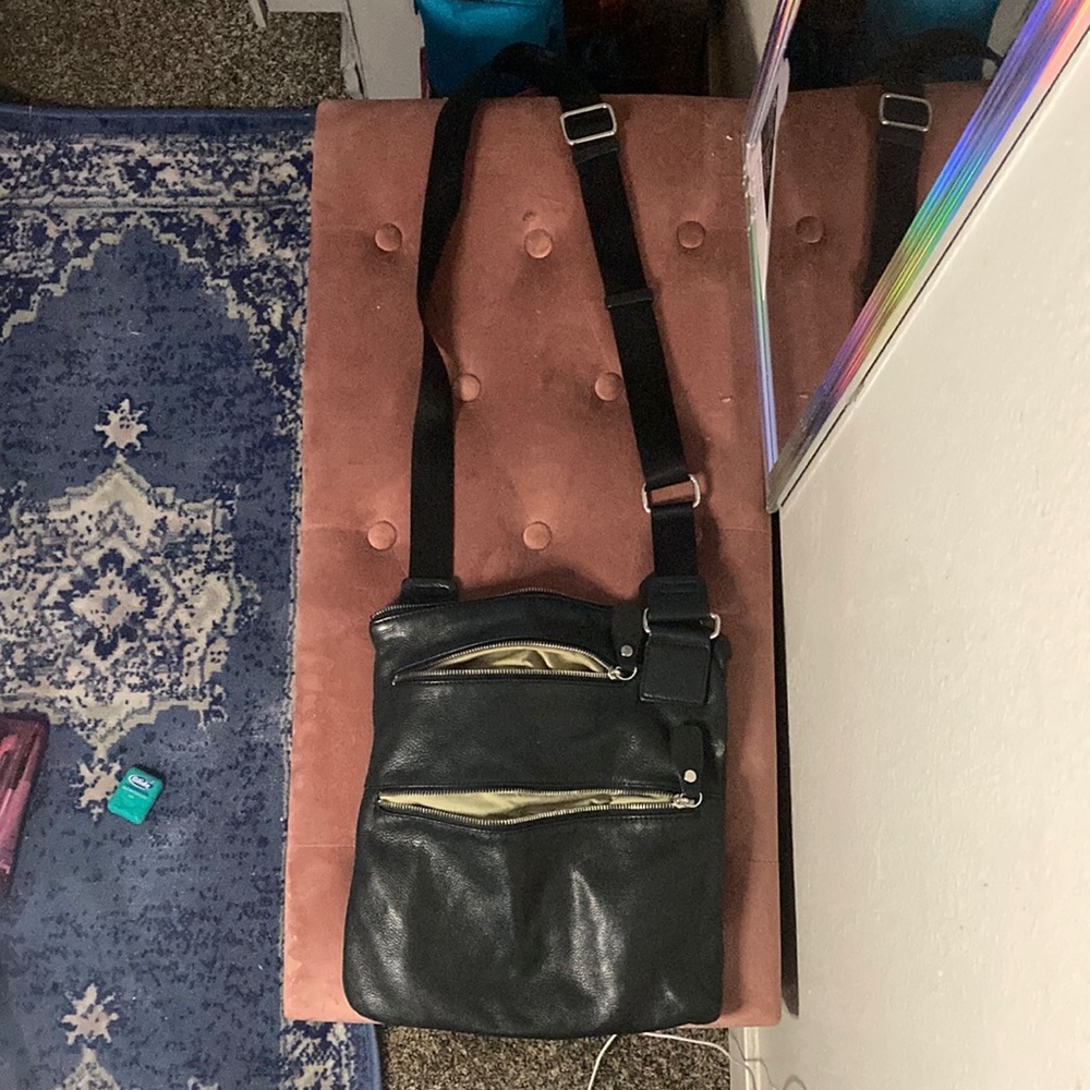 Black Leather Cross Body Purse/Satchel